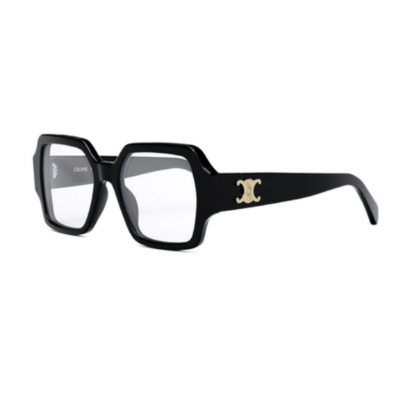 Celine CL50131I 001 Triomphe Black Gold Square Eyeglasses frames